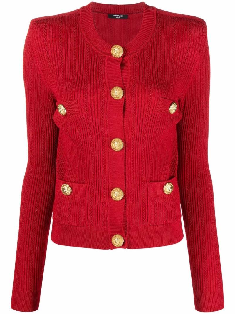 Balmain button detail knit cardigan - Red von Balmain