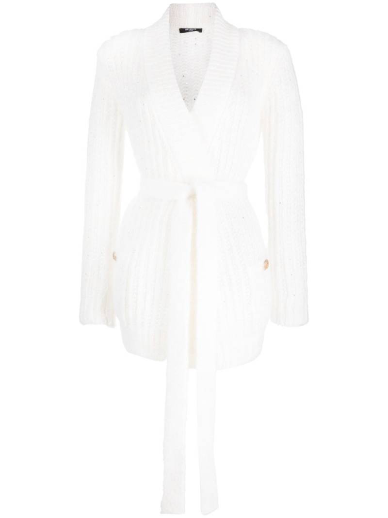 Balmain sequin-embellished mohair-blend cardigan - White von Balmain