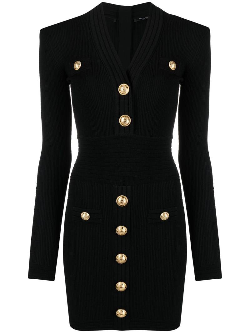 Balmain button-detail ribbed mini-dress - Black von Balmain