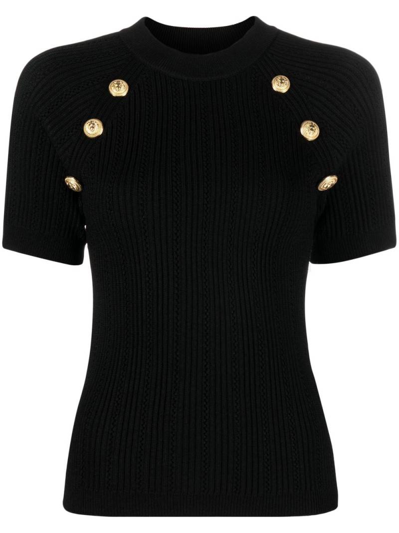 Balmain button-detail short-sleeve top - Black von Balmain