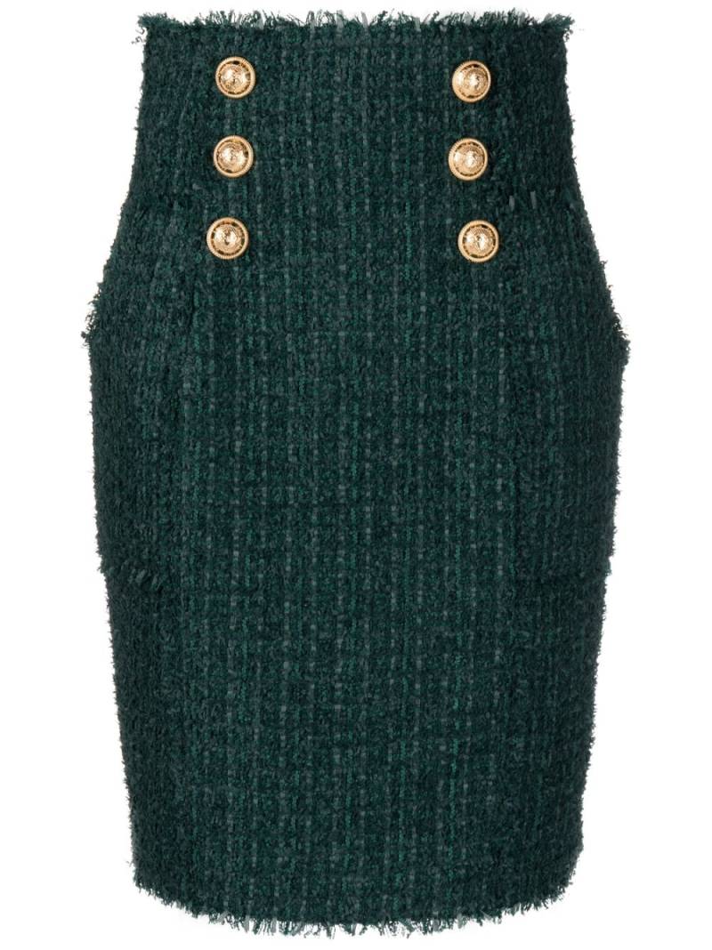 Balmain button-detail tweed pencil skirt - Green von Balmain