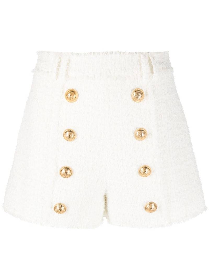 Balmain button-embellished tweed shorts - White von Balmain