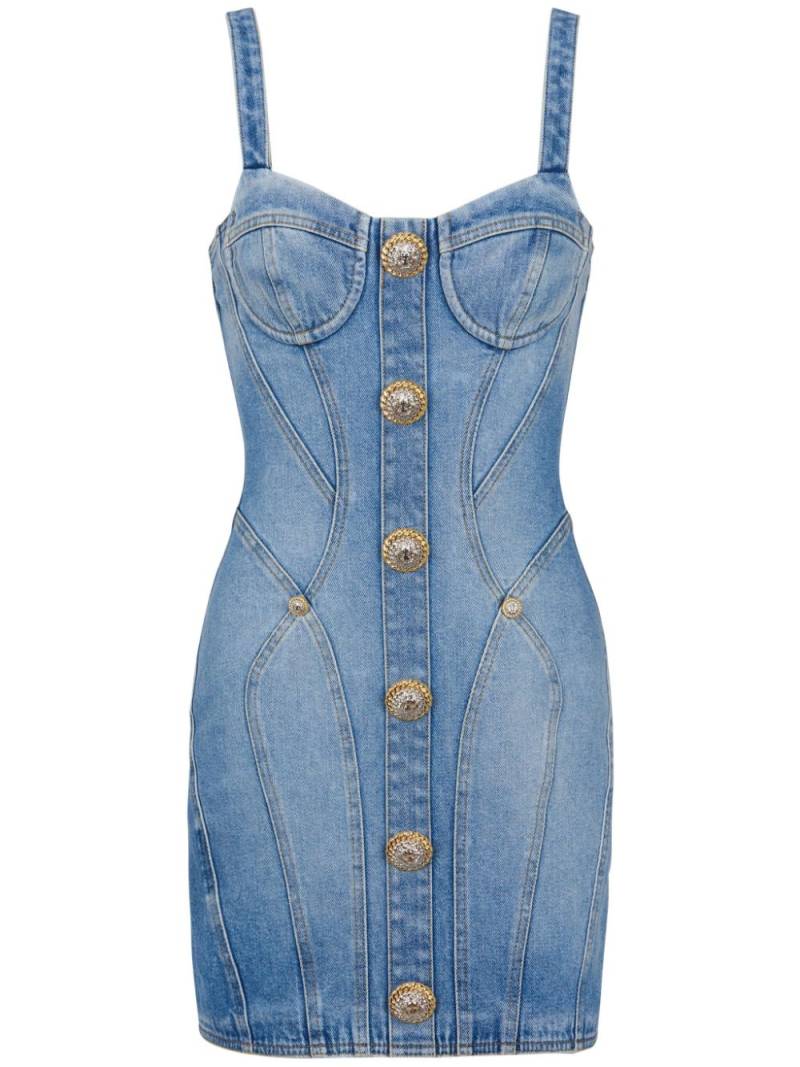 Balmain button-embellished denim minidress - Blue von Balmain