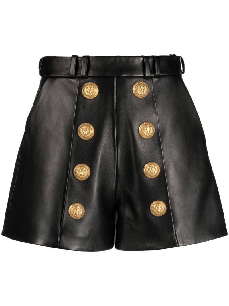 Balmain button-embellished leather shorts - Black von Balmain