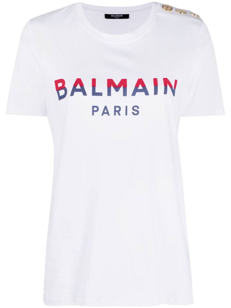 Balmain button-embellished logo-print T-shirt - White von Balmain