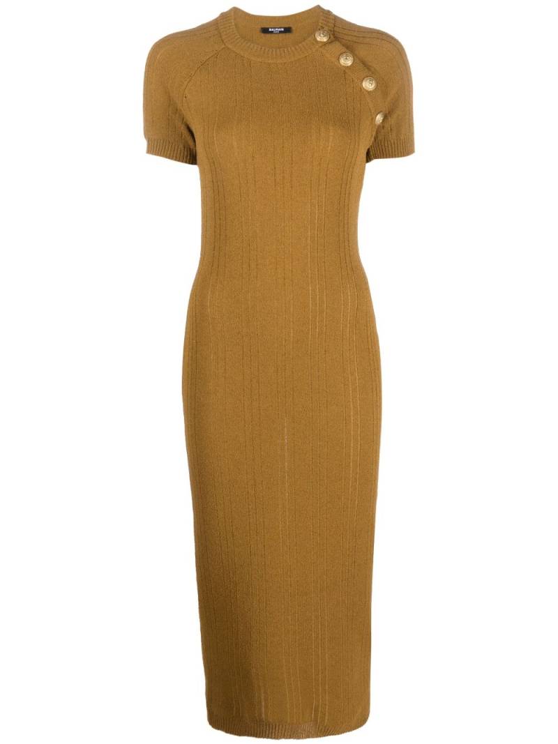 Balmain button-embellished midi dress - Brown von Balmain