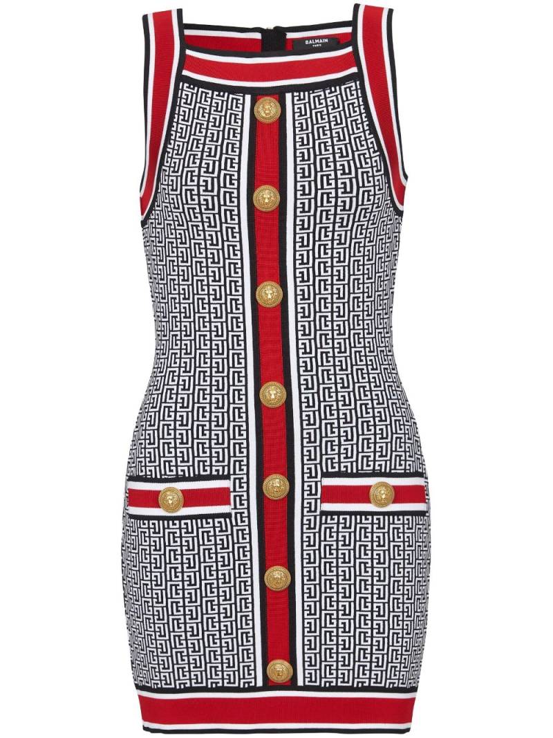 Balmain button-embellished monogram minidress - Red von Balmain