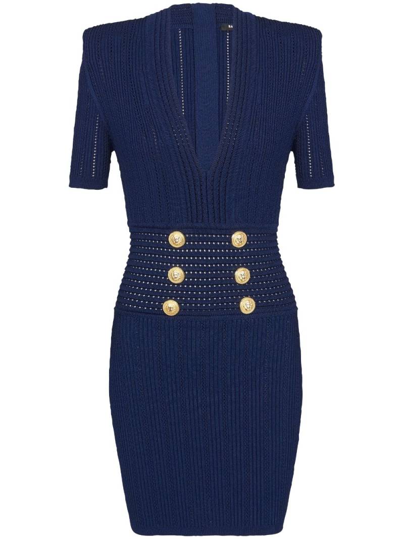 Balmain V-neck knitted dress - Blue von Balmain