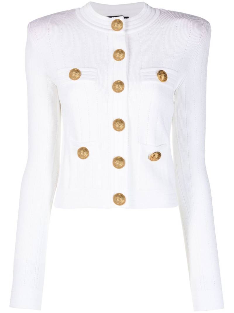 Balmain button-embellished knitted cardigan - White von Balmain