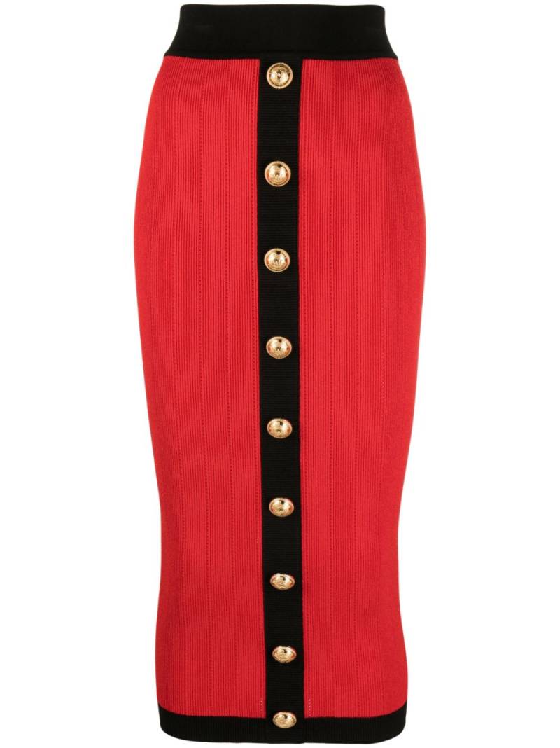 Balmain buttoned knit midi skirt - Red von Balmain