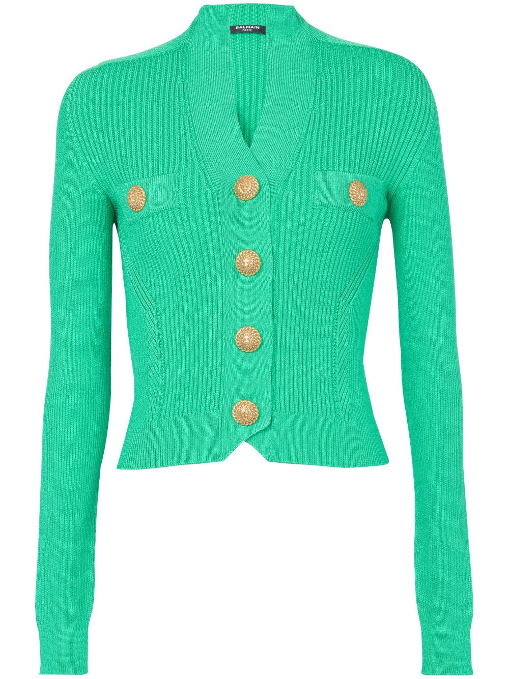 Balmain buttoned ribbed-knit cardigan - Green von Balmain