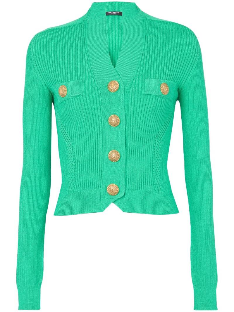 Balmain buttoned ribbed-knit cardigan - Green von Balmain