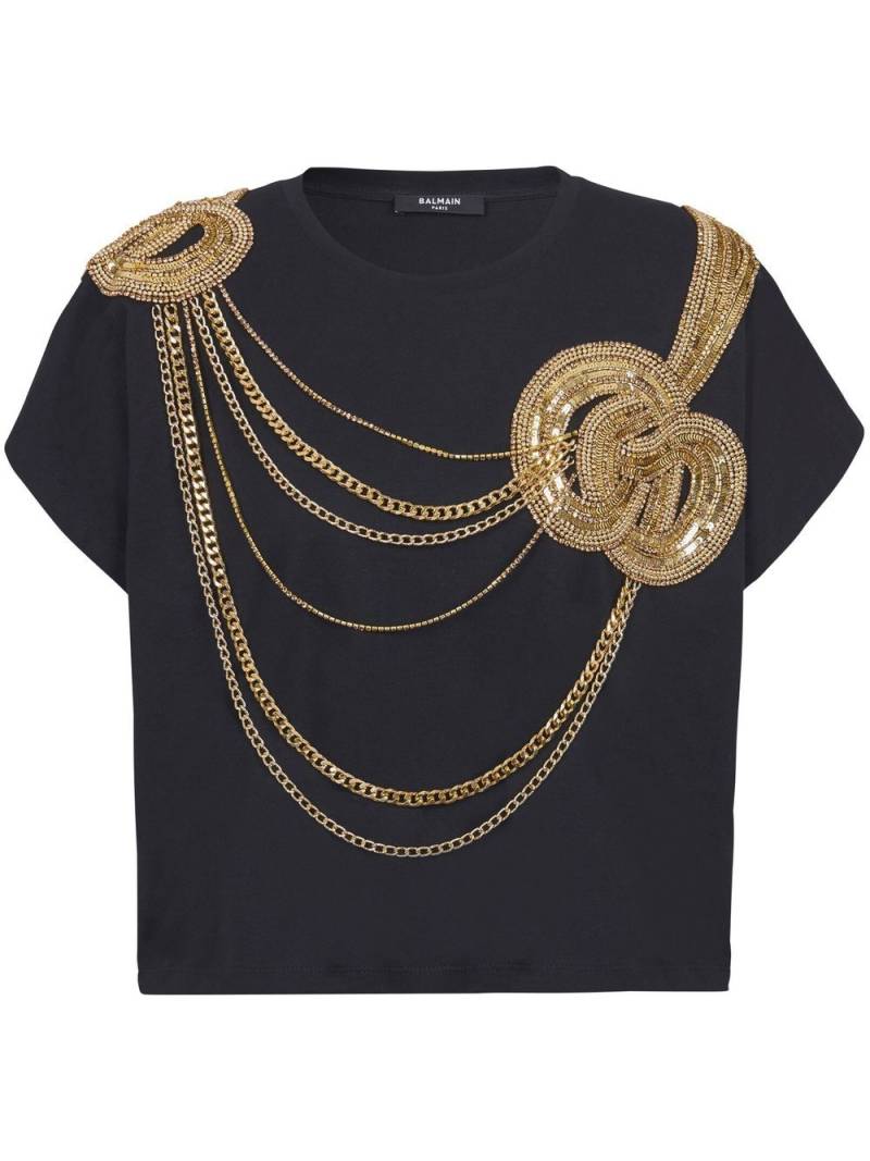 Balmain chain-detail T-shirt - Black von Balmain