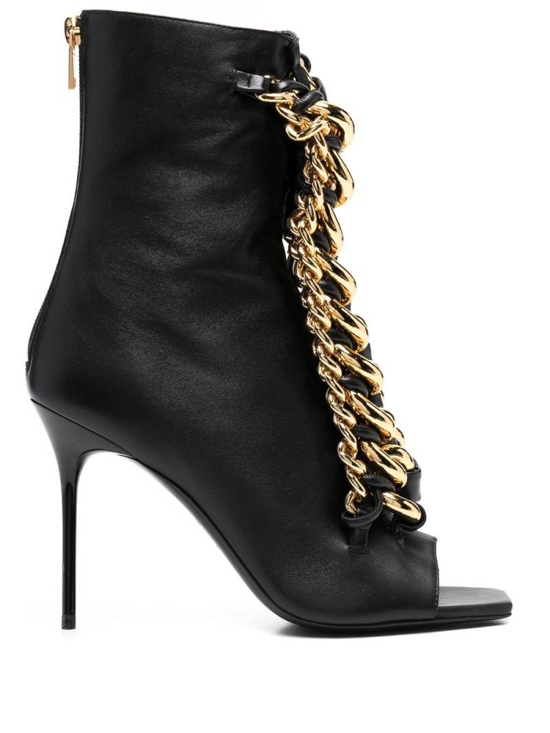 Balmain chain-embellished open-toe booties - Black von Balmain