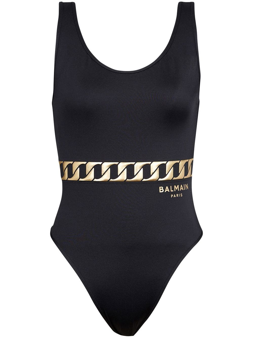 Balmain chain link print swimsuit - Black von Balmain