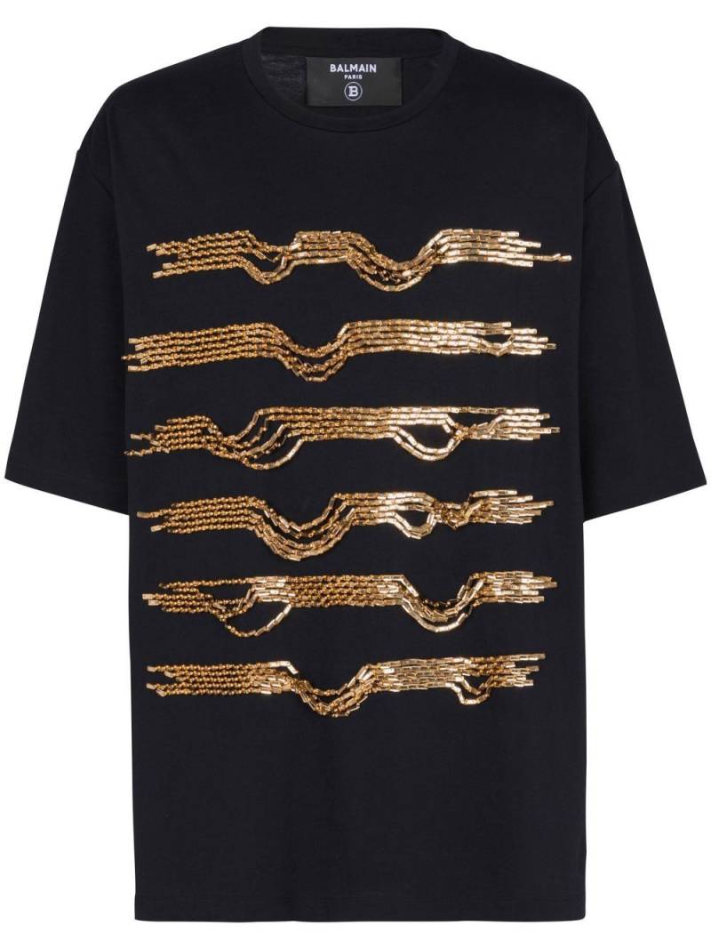 Balmain chain-trim T-shirt - Black von Balmain