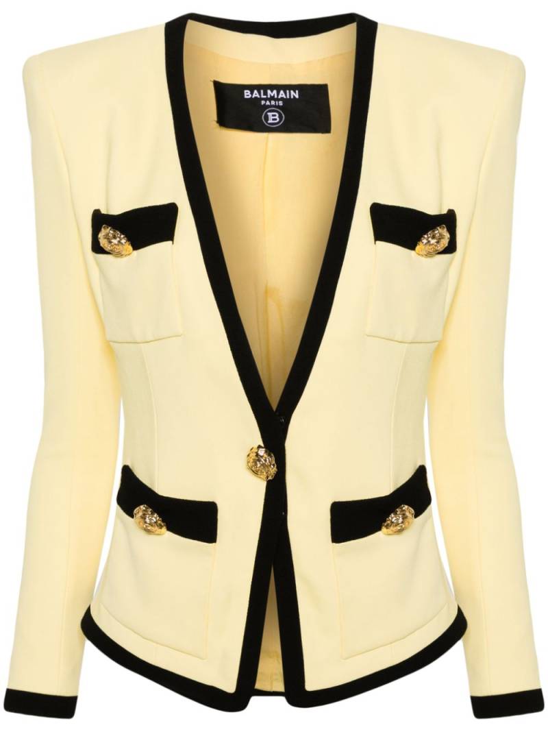 Balmain collarless crepe blazer - Yellow von Balmain