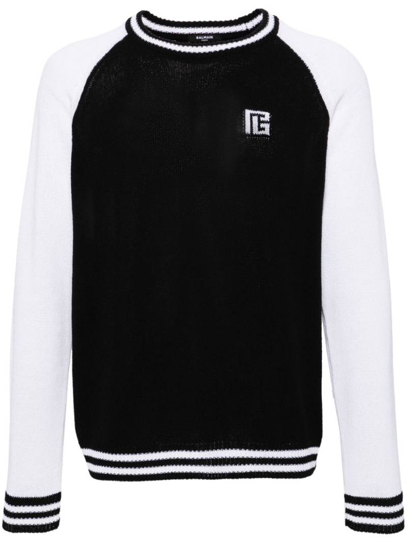 Balmain colour-block ribbed-knit jumper - Black von Balmain