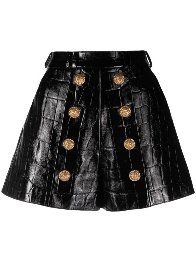 Balmain crocodile-embossed leather shorts - Black von Balmain