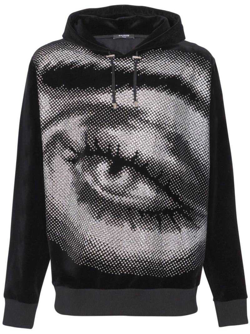 Balmain crystal-embellished eye-motif hoodie - Black von Balmain