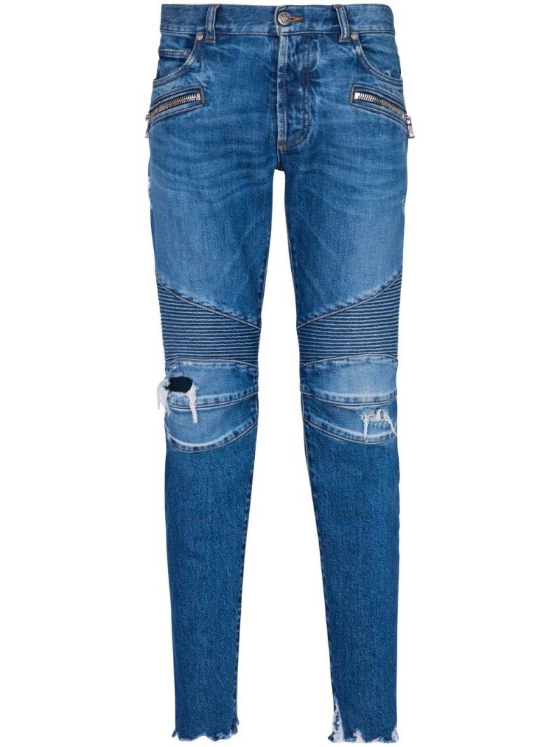 Balmain distressed-effect denim jeans - Blue von Balmain