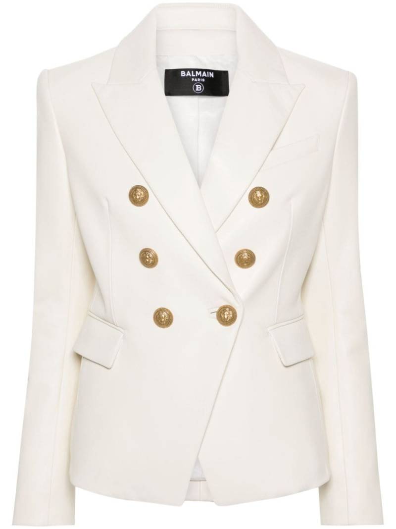 Balmain double-breasted leather blazer - Neutrals von Balmain