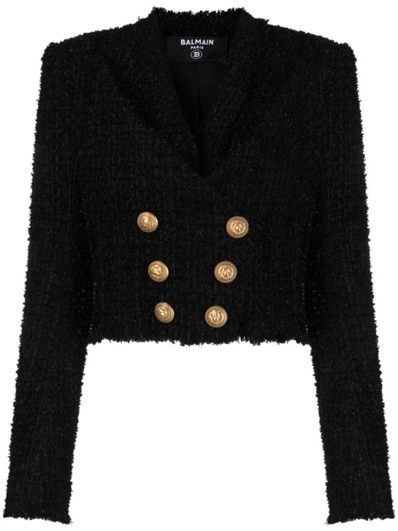 Balmain double-breasted cropped tweed jacket - Black von Balmain