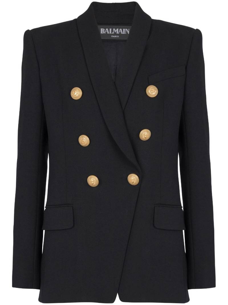 Balmain double-breasted wool blazer - Black von Balmain