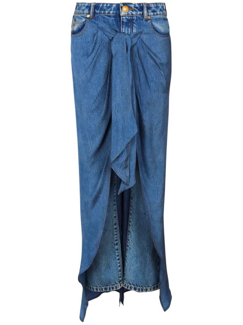 Balmain draped denim skirt - Blue von Balmain