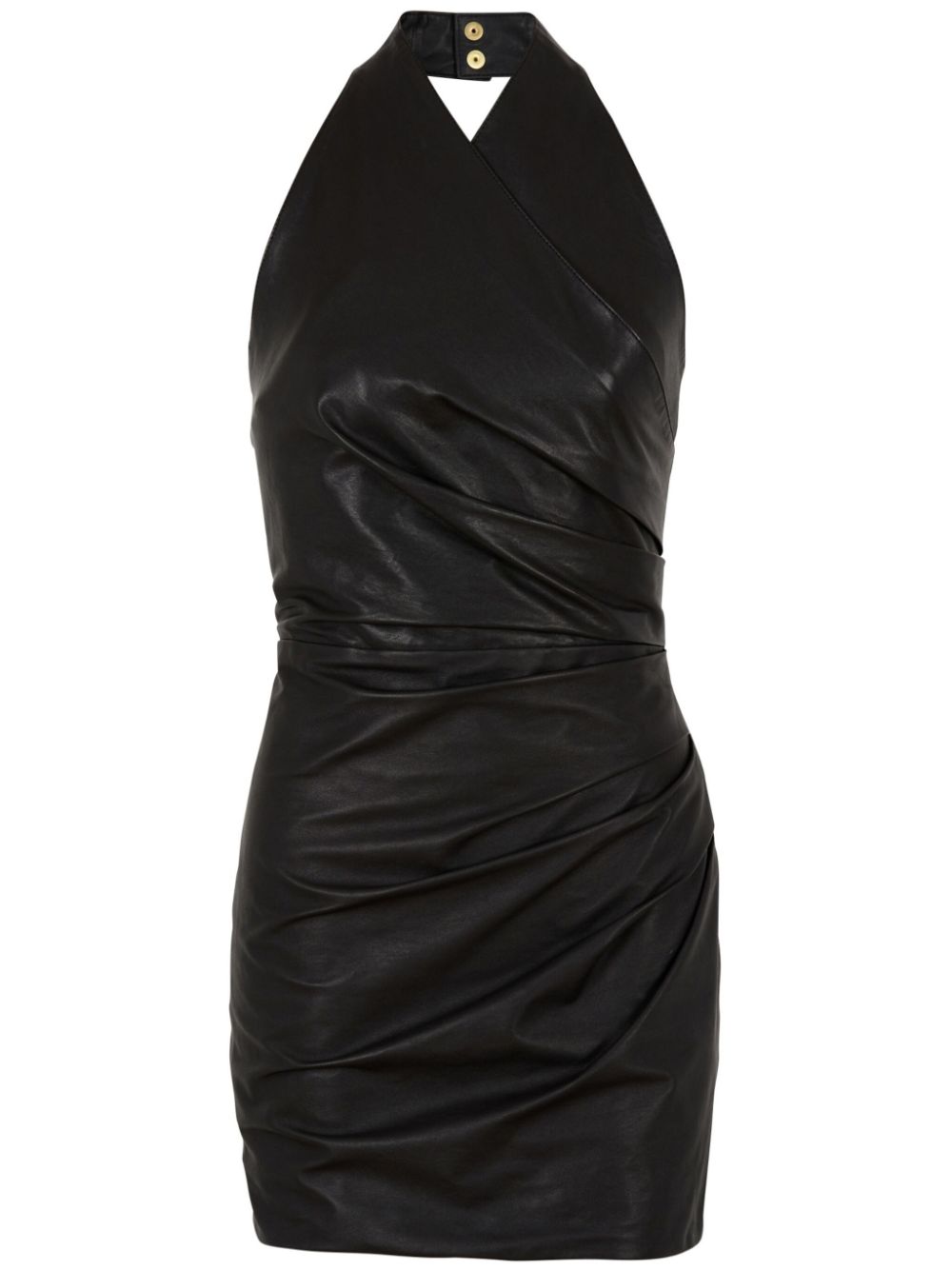 Balmain draped leather mini dress - Black von Balmain