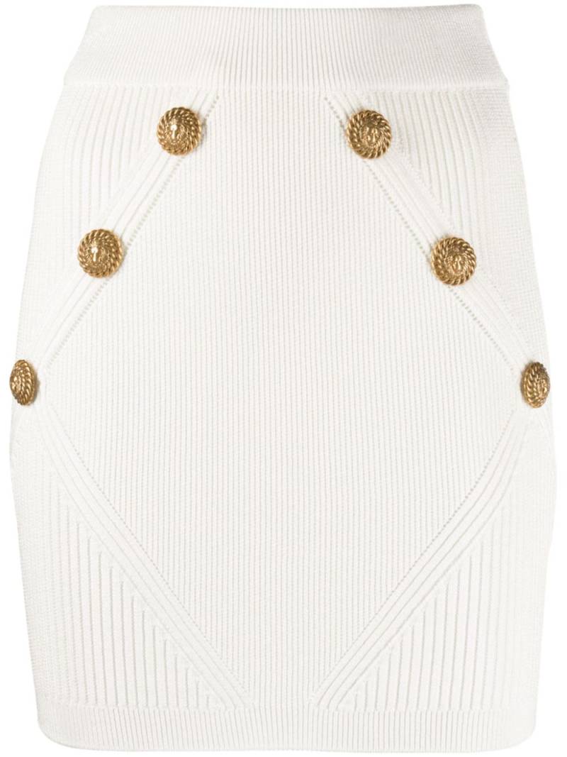 Balmain button-detailed rib-knit skirt - White von Balmain