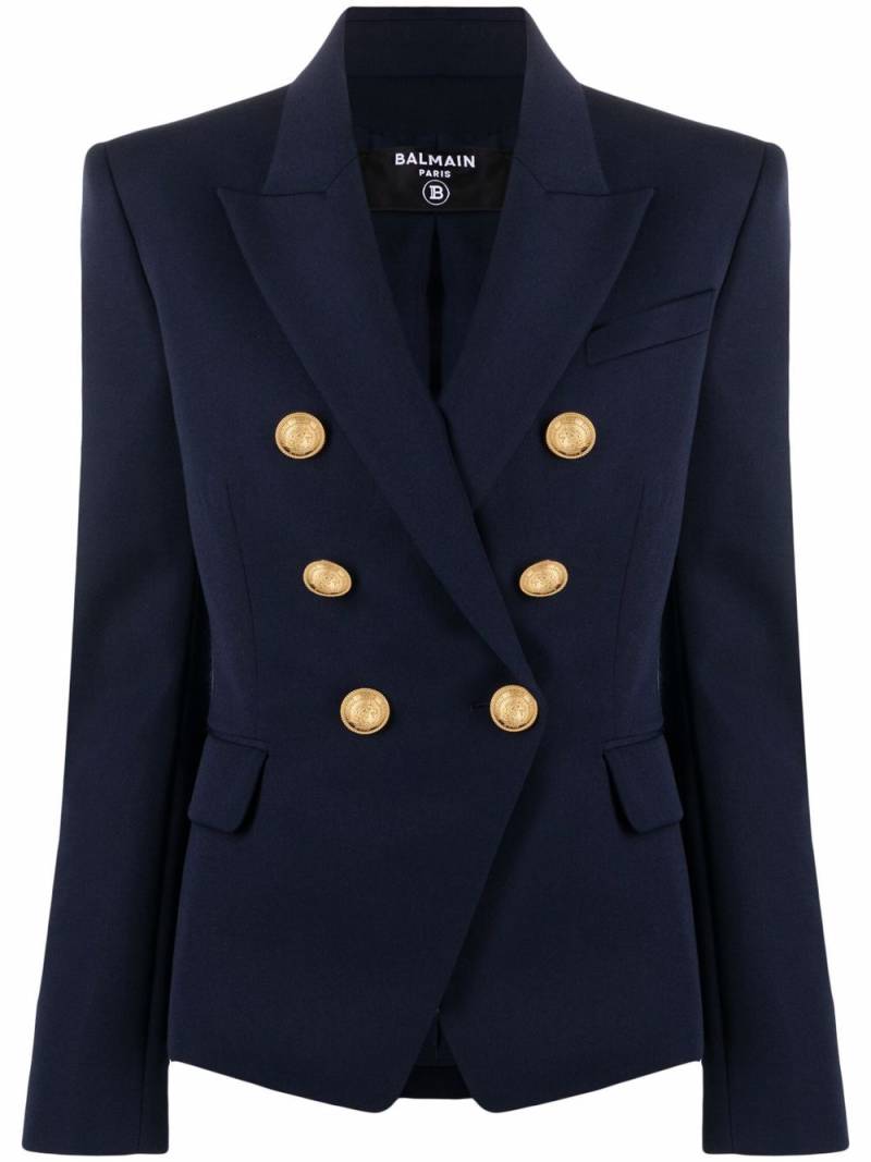 Balmain double-breasted wool blazer - Blue von Balmain