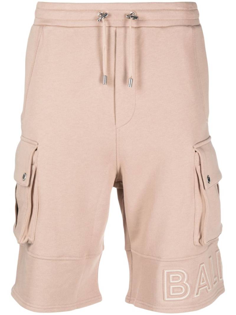 Balmain embossed-logo cotton bermuda shorts - Brown von Balmain