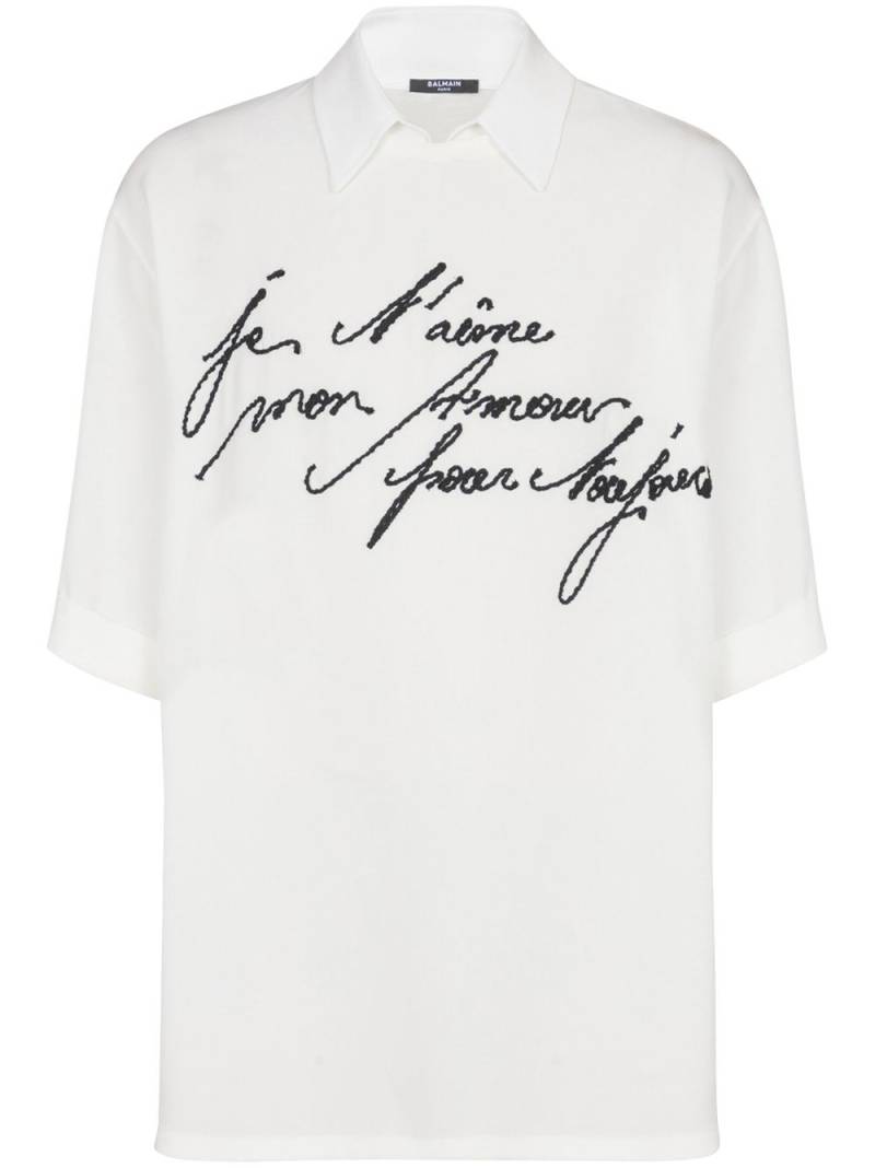 Balmain embroidered Love Letter polo shirt - White von Balmain