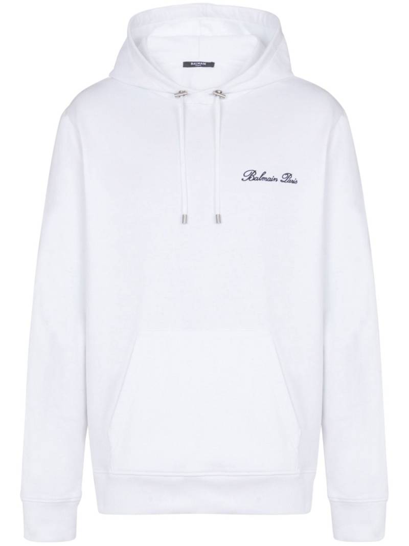 Balmain embroidered-logo hoodie - White von Balmain