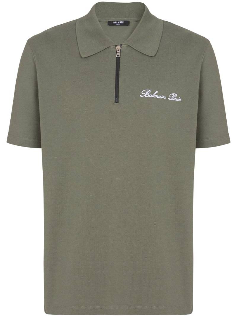 Balmain embroidered-logo polo shirt - Green von Balmain