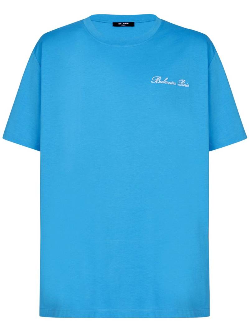 Balmain embroidered signature logo t-shirt - Blue von Balmain