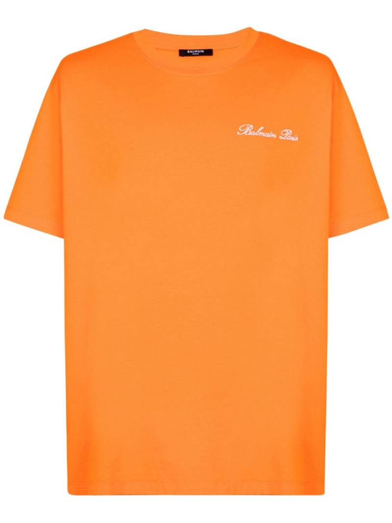 Balmain embroidered signature logo t-shirt - Orange von Balmain