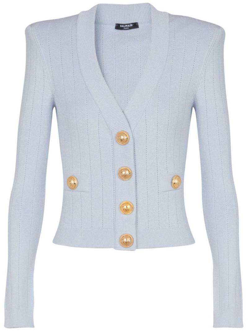 Balmain engraved-button cardigan - Blue von Balmain