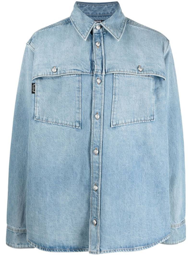 Balmain faded denim shirt-jacket - Blue von Balmain