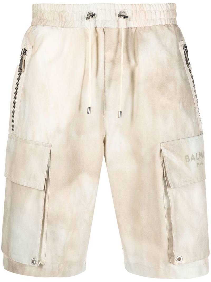 Balmain faded-effect cotton cargo shorts - Neutrals von Balmain