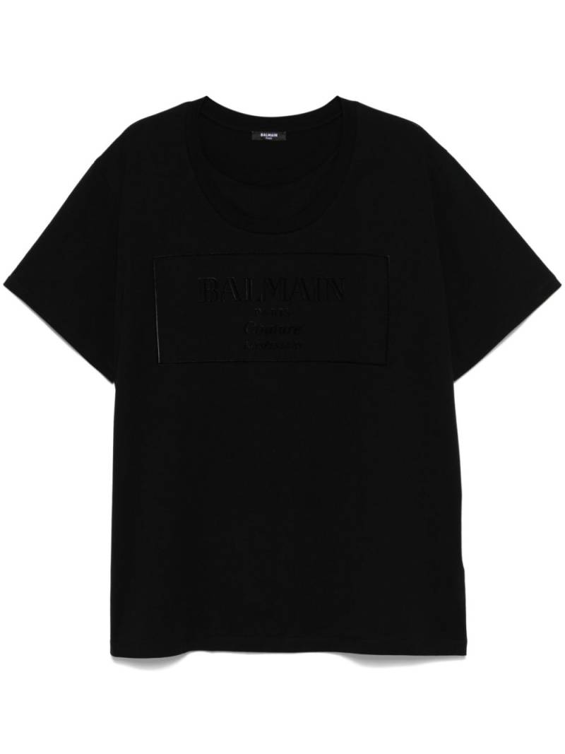 Balmain flocked-logo T-shirt - Black von Balmain