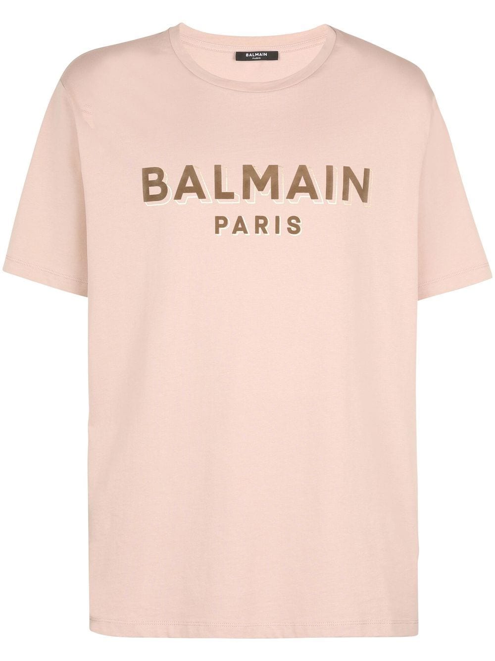 Balmain flocked-logo cotton T-shirt - Neutrals von Balmain