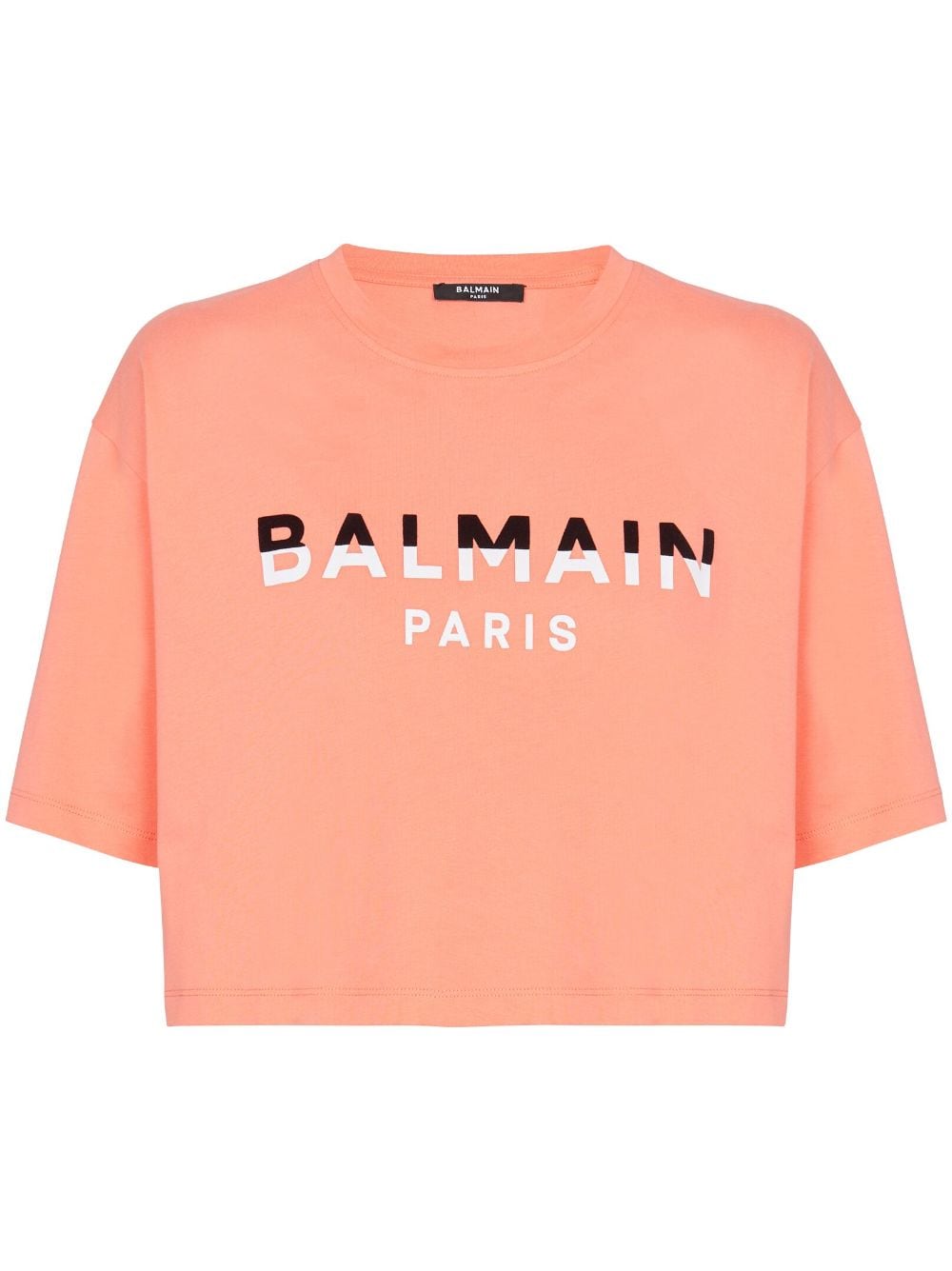Balmain flocked-logo cropped T-shirt - Pink von Balmain