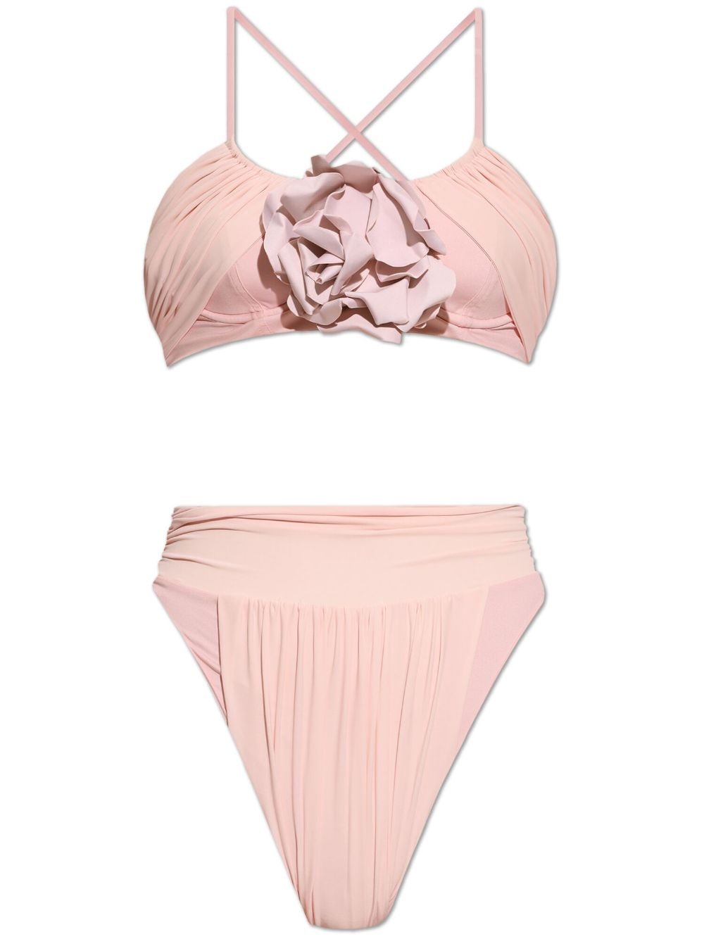 Balmain floral-appliqué ruched bikini set - Pink von Balmain