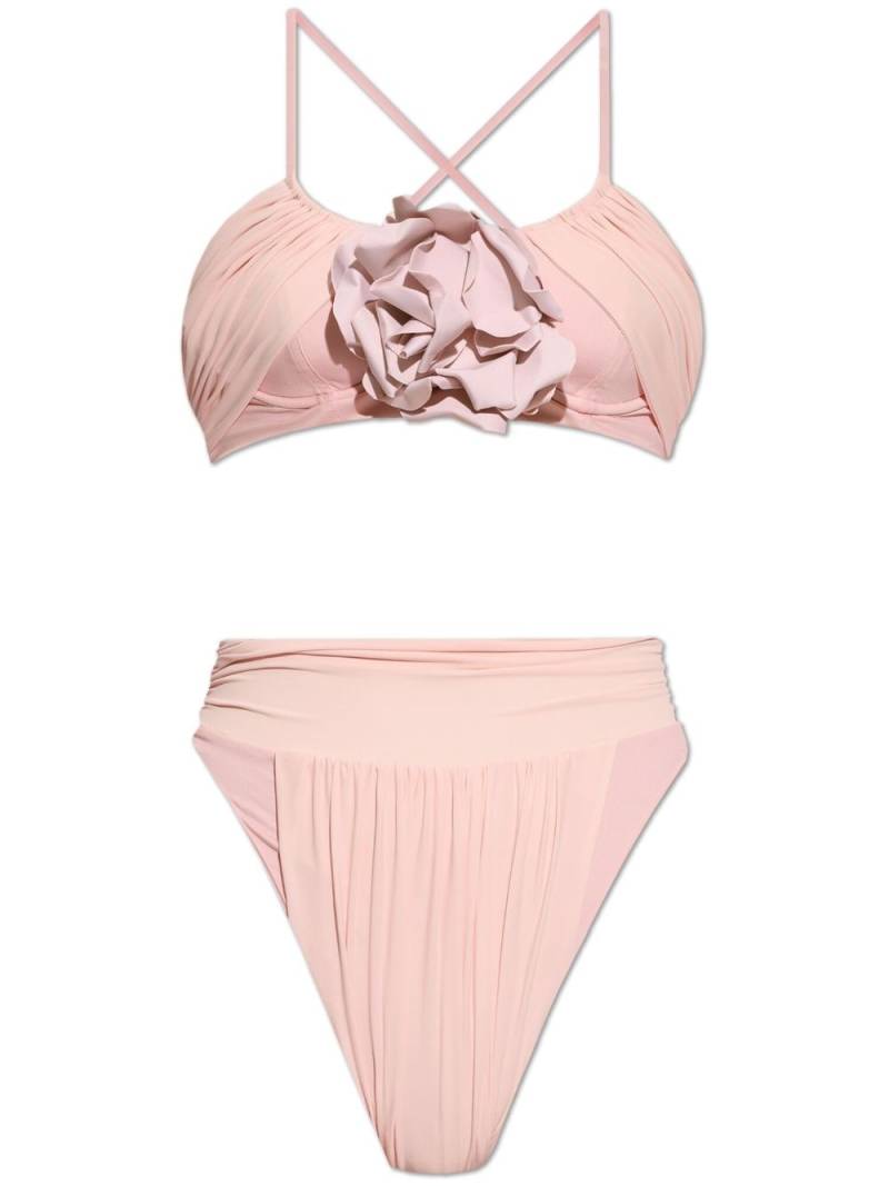 Balmain floral-appliqué ruched bikini set - Pink von Balmain