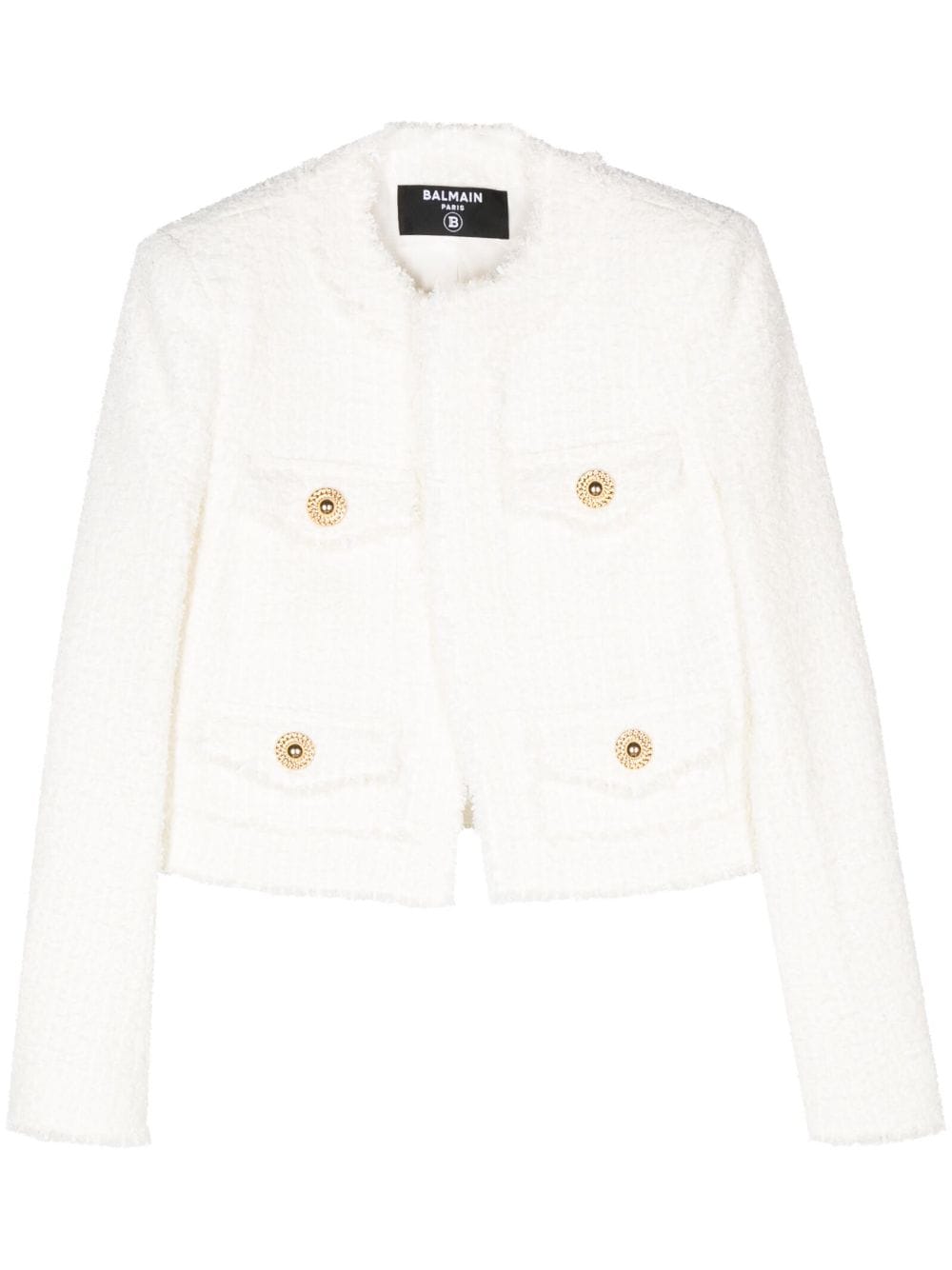 Balmain frayed tweed jacket - White von Balmain
