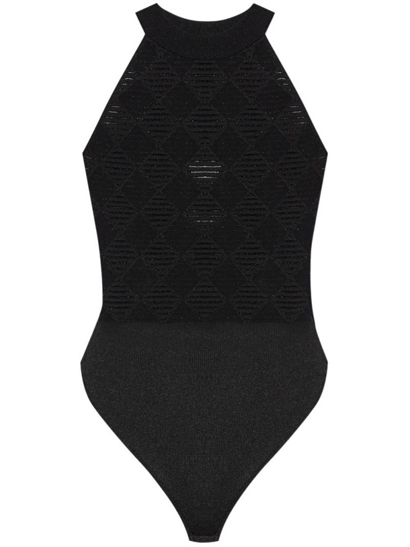 Balmain geometric-jacquard high-neck bodysuit - Black von Balmain