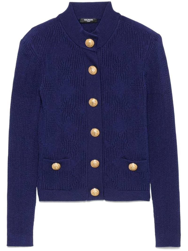 Balmain gingham openwork cardigan - Blue von Balmain