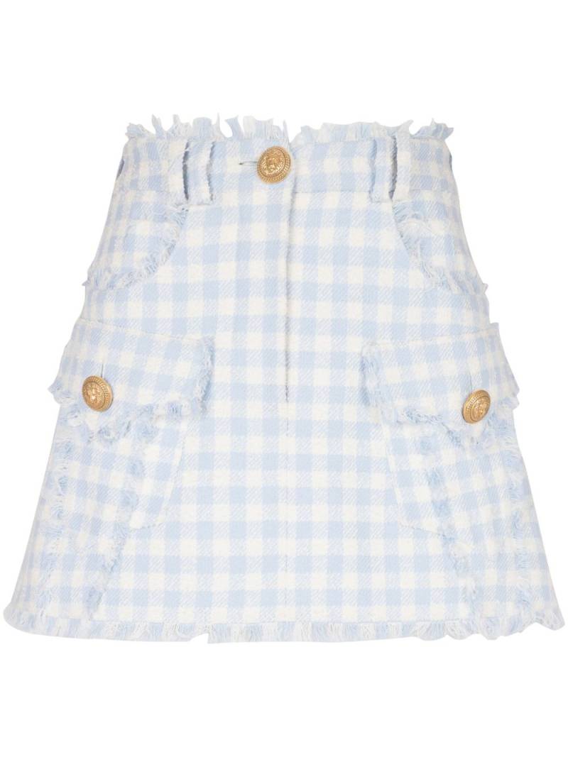 Balmain gingham-pattern A-line miniskirt - Blue von Balmain